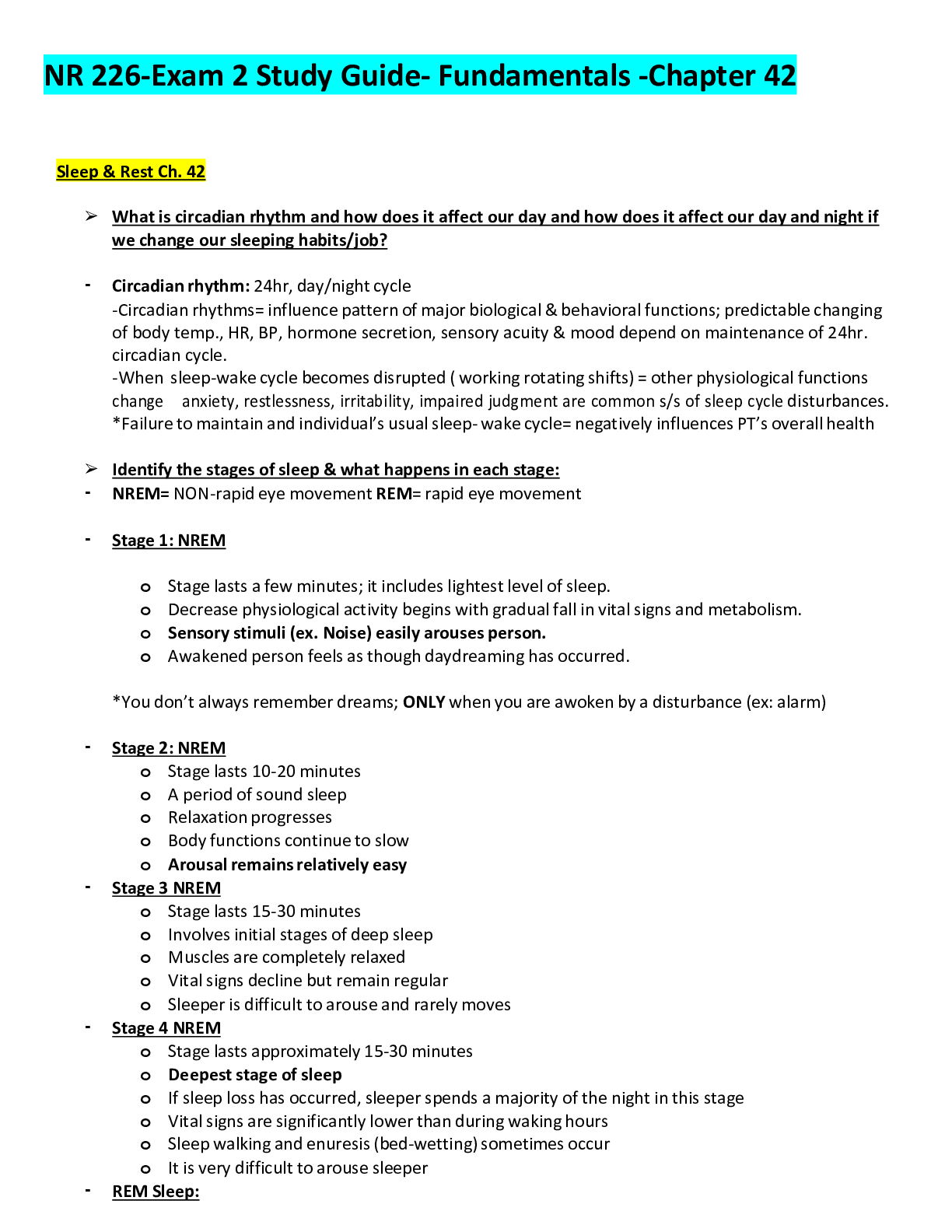 Preview image of NR 226-Exam 2 Study Guide- Fundamentals -Chapter 42 document